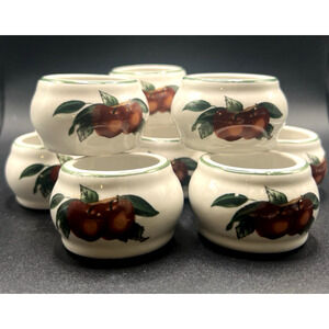 Cades Cove Collection Apple And Cherry Ceramic Napkin Ring Holder Set Of 10 NWT